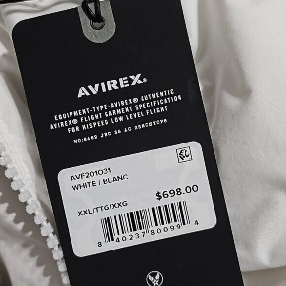 Avirex Primaloft Parka White Puffer Coat Size XXL New - Picture 5 of 11